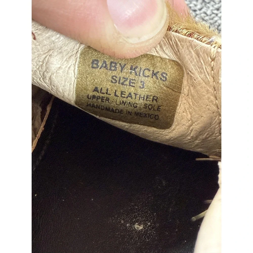 Freebird Crib Shoes Girls 3 Brown Baby Kicks Animal Hair Leather Lined Slippers